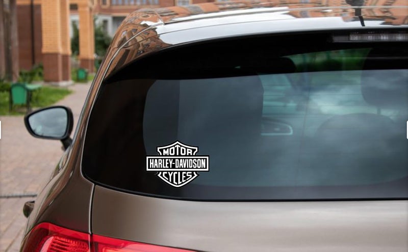 f&b decals Motorcycle bar and Shield Design Sticker Vinyl Decal #2 Piece Moto HD Club 3.5"x4.5" (Black/White) - Image 3